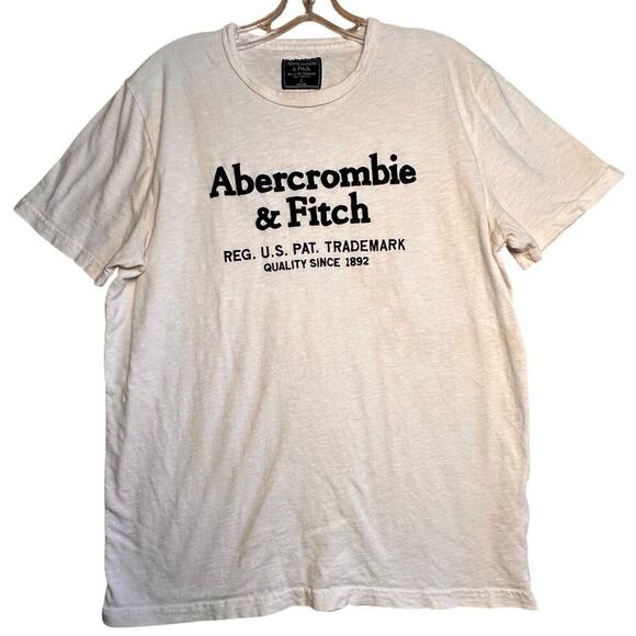 Men Abercrombie & Fitch Applique Spell Out Graphic Slub Knit Cotton T-Shirt Sz L - Picture 5 of 13